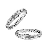 Sterling Silver Woven Bracelet With Engraved Box Clasp And Safety Latch For Retail